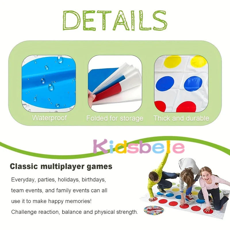 Twister Game Play Mat with Spinner – 63 x 43 in (160 x 110 cm) Indoor & Outdoor Family Party Game, Parent-Child Interactive Toy