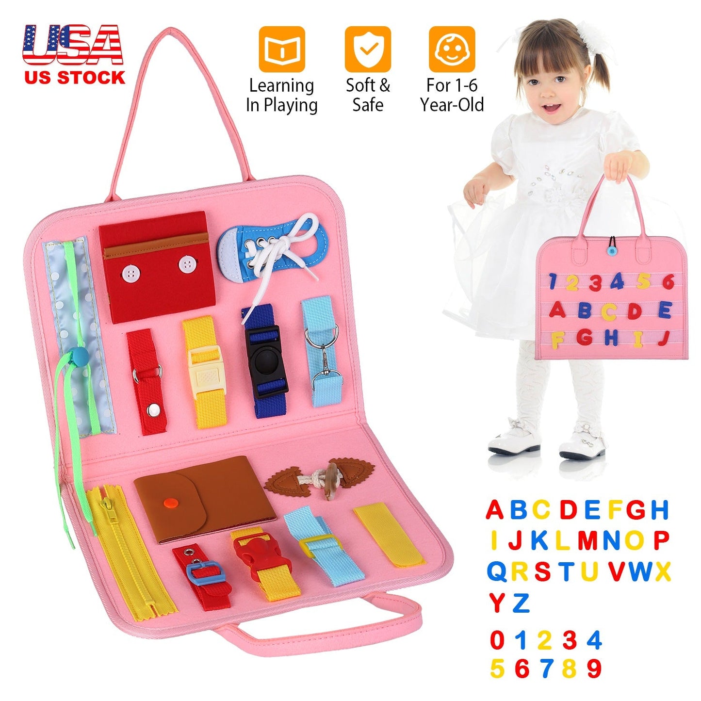 Kids Busy Board Sensory Activity Board Preschool Learning Toys Montessori Educational Gift for 1-6 Years Old Baby Toddler Girls Boys