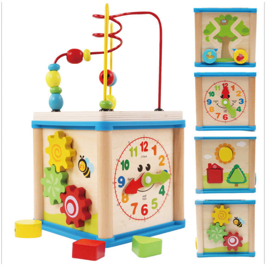 Children beaded around beads to develop educational toys