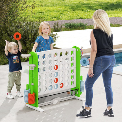 Jumbo 4-to-Score Game with Ring-toss and Basketball Hoop