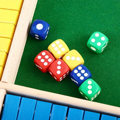Wooden 4-Player Shut the Box Dice Game - Arithmetic Flip-Tile Party & Family Board Game