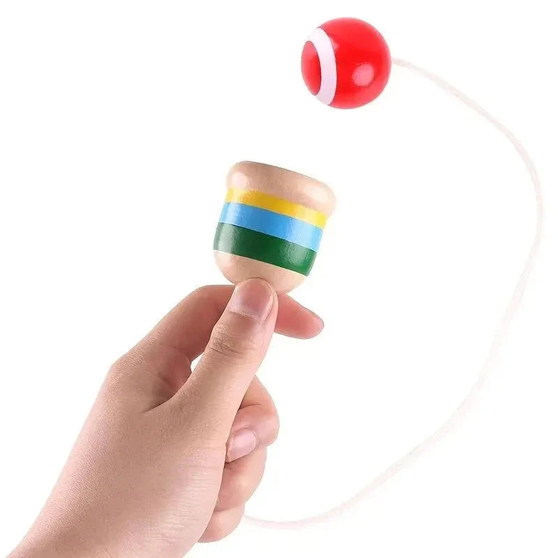Montessori Wooden Skill Sword Cup Toy – Educational Throw & Catch Game