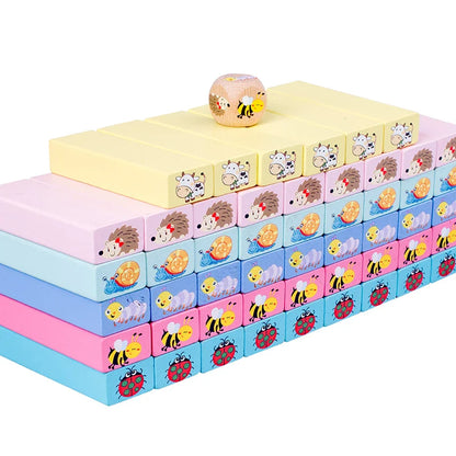 51-Piece Wooden Number & Animal Stacking Blocks Game – Domino Tower Educational Toy for Kids, Indoor & Outdoor Play