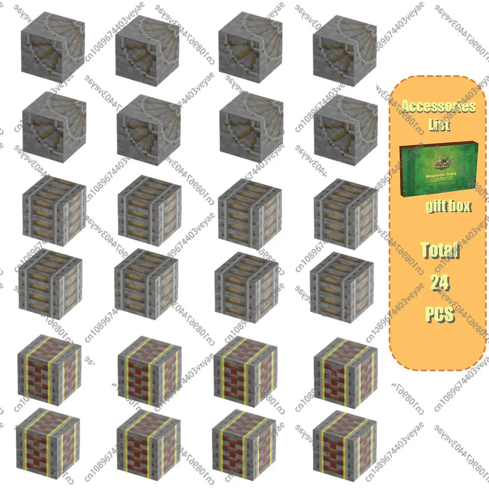 Magnetic Building Blocks Mine World Magnet Cube Set for Boy Girl Kid Age 3+ DIY Model Children Stem STEM Sensory Toy Gift