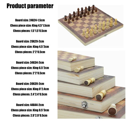 3-in-1 Board Game Set Chess, Backgammon and Checkers with Dice for Travel and Parties