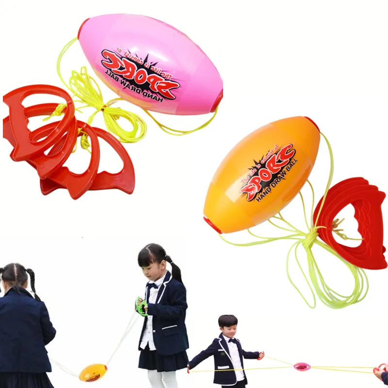 Hand-Pulled Shuttle Ball Toy – Elastic Pull Ball for Kids, Arm Strength Training & Outdoor Games, 20×10 cm (7.9×3.9 in)