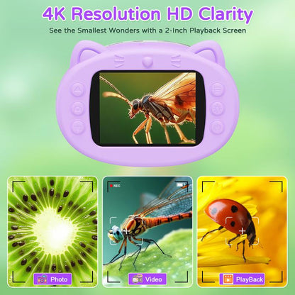 Aurorahaven Kids Microscope with 4K Camera & 1000X Magnification - STEM Educational Toy for Ages 3-12, Perfect Gift for Boys & Girls!