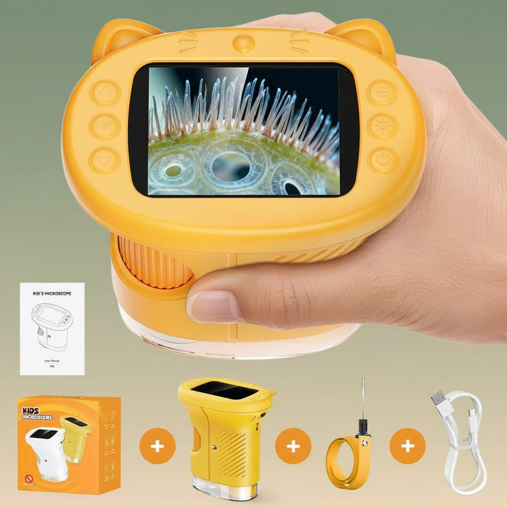 Aurorahaven Kids Microscope with 4K Camera & 1000X Magnification - STEM Educational Toy for Ages 3-12, Perfect Gift for Boys & Girls!