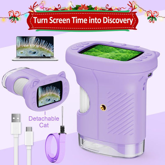 Aurorahaven Kids Microscope with 4K Camera & 1000X Magnification - STEM Educational Toy for Ages 3-12, Perfect Gift for Boys & Girls!
