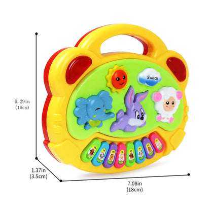 Kids Cartoon Piano Keyboard Toy | Educational Animal Sound Musical Instrument with Lights for Toddlers