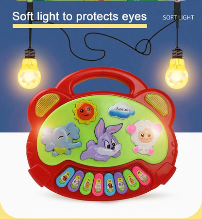 Kids Cartoon Piano Keyboard Toy | Educational Animal Sound Musical Instrument with Lights for Toddlers
