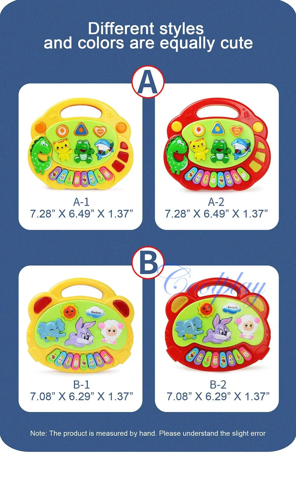 Kids Cartoon Piano Keyboard Toy | Educational Animal Sound Musical Instrument with Lights for Toddlers