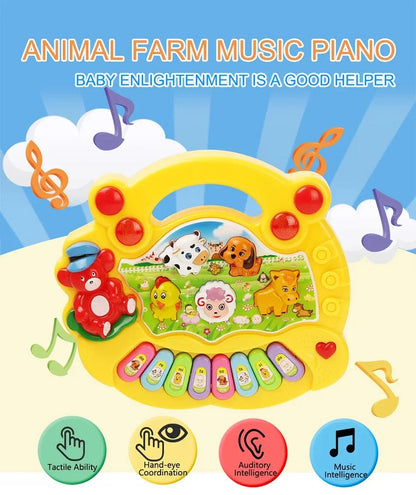 Kids Cartoon Piano Keyboard Toy | Educational Animal Sound Musical Instrument with Lights for Toddlers