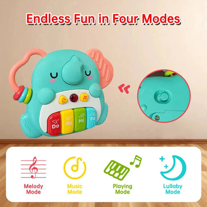 Kids Cartoon Piano Keyboard Toy | Educational Animal Sound Musical Instrument with Lights for Toddlers