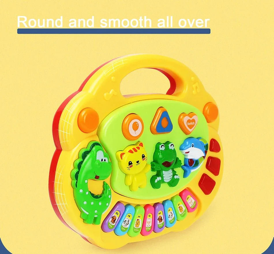 Kids Cartoon Piano Keyboard Toy | Educational Animal Sound Musical Instrument with Lights for Toddlers