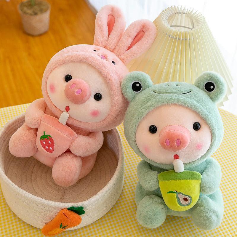 Pig Boba Plush Toy Cute Bubble Tea Stuffed Animal for Kids