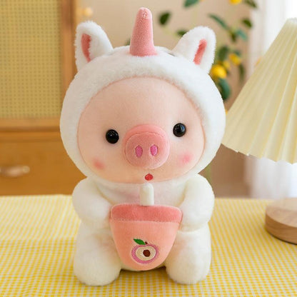 Pig Boba Plush Toy Cute Bubble Tea Stuffed Animal for Kids